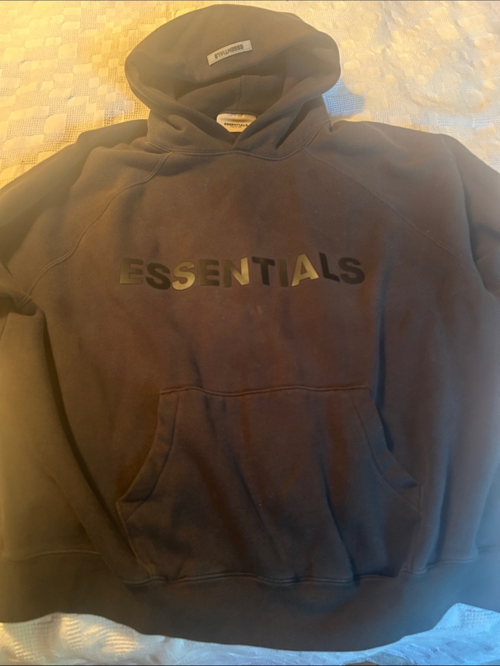 Essentials authentic Hoodie in Dark black with Black Logo